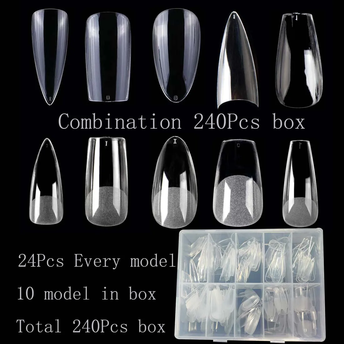 240Pcs Capsule Gel X Fake Nails Almond Stiletto Square Acrylic False Nails Full Cover Quick Finger Extension Art Tips
240Pcs Capsule Gel X Fake Nails Almond Stiletto Square Acrylic False Nails Full Cover Quick Finger Extension Art Tips