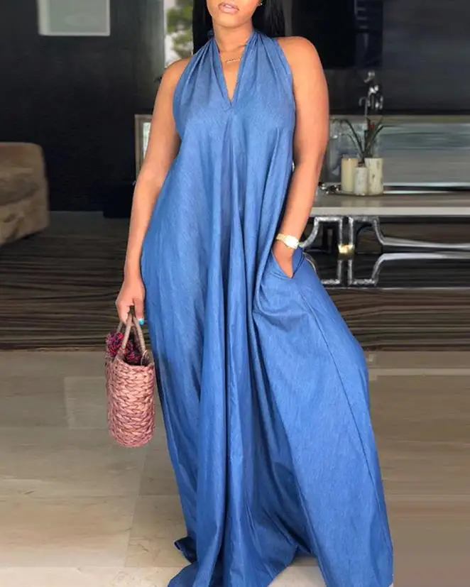 Women's Dresses 2023 Spring Fashion Halter Backless Pocket Detail Casual Plain Sleeveless Maxi Tied Detail Daily Straight Dress
Women's Dresses 2023 Spring Fashion Halter Backless Pocket Detail Casual Plain Sleeveless Maxi Tied Detail Daily Straight Dress