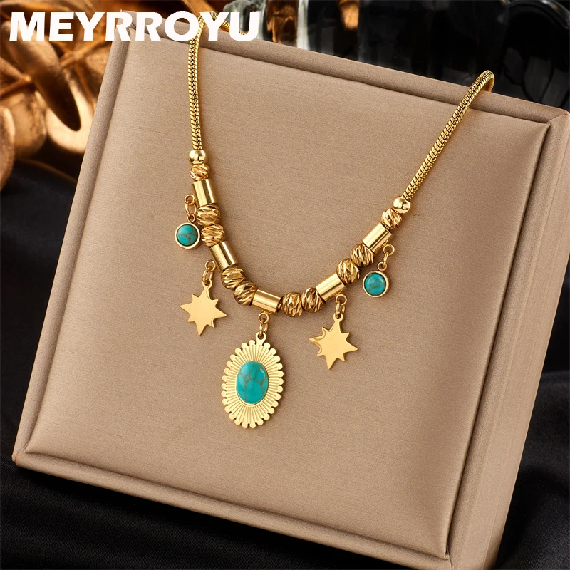 MEYRROYU 316L Stainless Steel Green Stone Oval Geometry Pendant Snake Necklace For Women Collar Jewelry Party Gift Accessories
MEYRROYU 316L Stainless Steel Green Stone Oval Geometry Pendant Snake Necklace For Women Collar Jewelry Party Gift Accessories