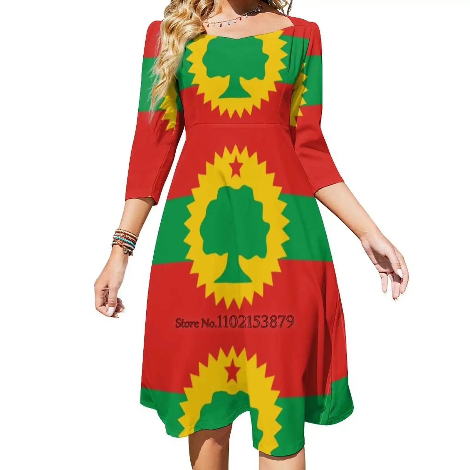 Flag Of The Oromo People ( Oromoo ) Back Lacing Backless Dress Square Neck Dress New Elegant Women Waist Tight Dress Oromoo
Flag Of The Oromo People ( Oromoo ) Back Lacing Backless Dress Square Neck Dress New Elegant Women Waist Tight Dress Oromoo