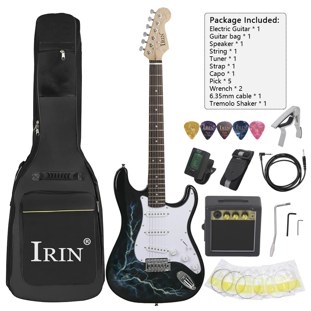 

IRIN 6 Strings Electric Guitar 39 Inch 21 Frets Maple Body Lightning Electric Guitarra With Bag Speaker Guitar Parts Accessories