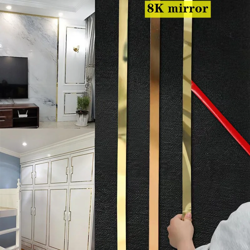 3M stainless steel flat metal decorative strip Ceiling Edge Line mirror background wall stickers for living room decor gold tape
3M stainless steel flat metal decorative strip Ceiling Edge Line mirror background wall stickers for living room decor gold tape