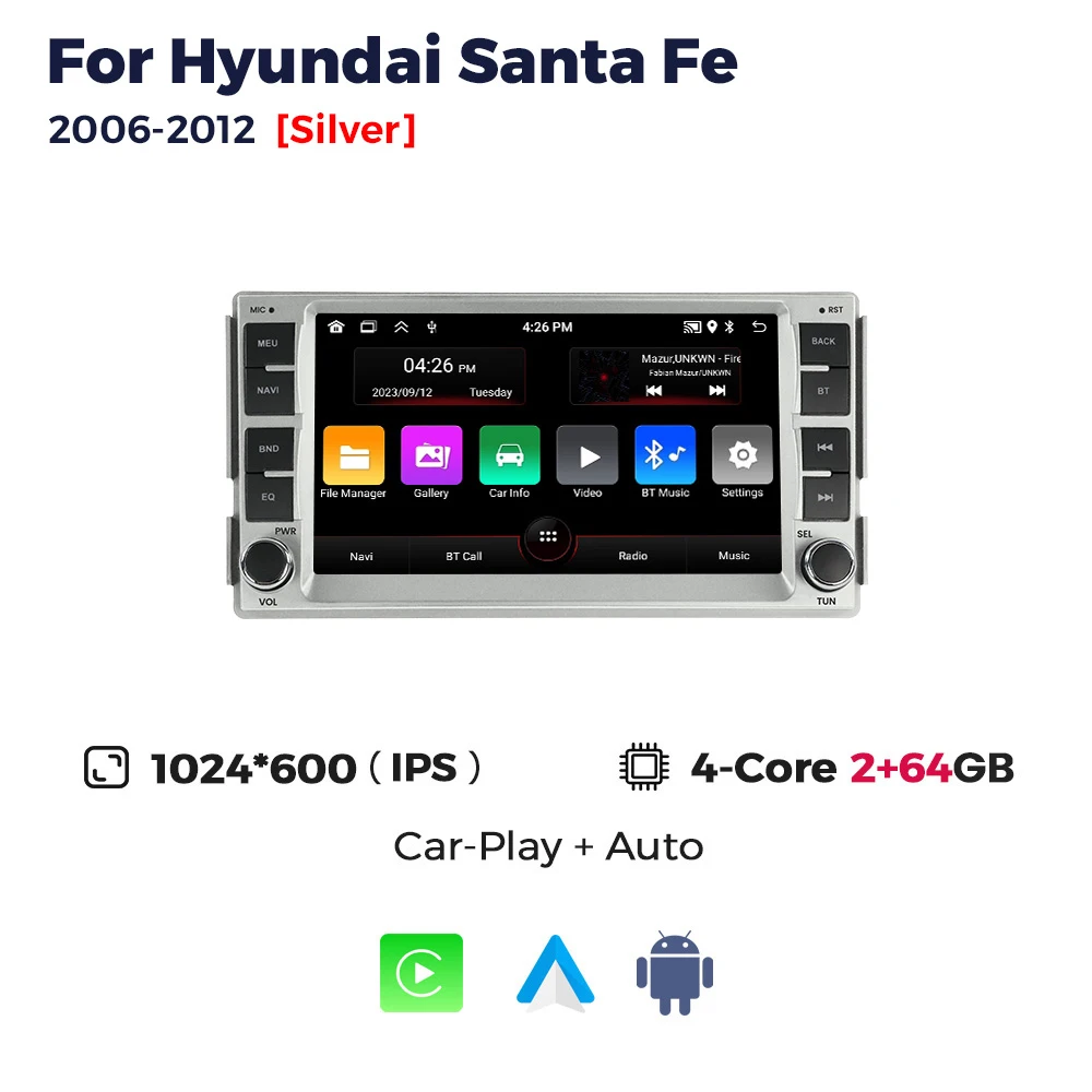 Автомагнитола MEKEDE 7 дюймов на Android для Hyundai Santa Fe 2006-2012 с навигацией, видеоплеером, Wi-Fi, Bluetooth и CarPlay
Автомагнитола MEKEDE 7 дюймов на Android для Hyundai Santa Fe 2006-2012 с навигацией, видеоплеером, Wi-Fi, Bluetooth и CarPlay