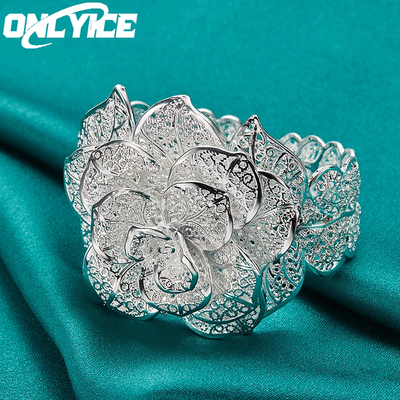 Charm 925 Sterling Silver Pretty Exquisite Big Flower Bracelet Bangles For Women Fashion Wedding Engagement Party Jewelry Gift
Charm 925 Sterling Silver Pretty Exquisite Big Flower Bracelet Bangles For Women Fashion Wedding Engagement Party Jewelry Gift