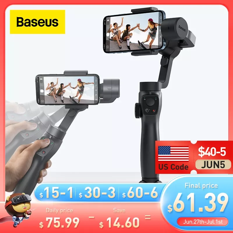 Baseus 3-Axis Handheld Gimbal Wireless Bluetooth Phone Gimbal Stabilizer for iPhone Tripod Gimbal Smartphone Stabilizer Gimbal
Baseus 3-Axis Handheld Gimbal Wireless Bluetooth Phone Gimbal Stabilizer for iPhone Tripod Gimbal Smartphone Stabilizer Gimbal