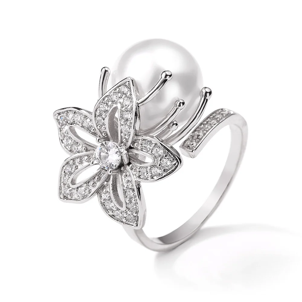 New RoseL New Creative Geometric Flower Pearl Ring Feminine Quality Light Luxury Micro Inlaid Zircon Opening Ring Популярная
New RoseL New Creative Geometric Flower Pearl Ring Feminine Quality Light Luxury Micro Inlaid Zircon Opening Ring Популярная