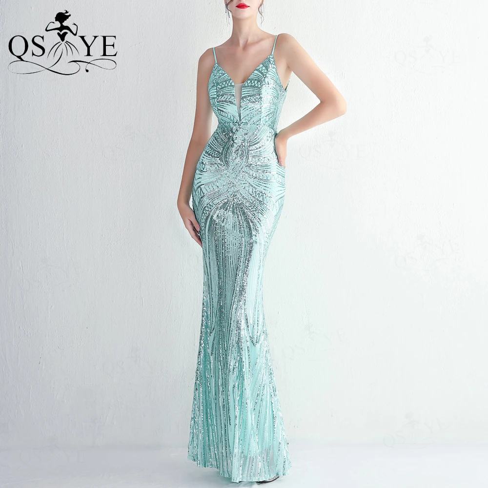 Mint Prom Dresses Pattern Lace Sequin Mermaid Evening Gown Spaghetti Straps Party Backless V Neck Woman Fit Formal Dress Chic
Mint Prom Dresses Pattern Lace Sequin Mermaid Evening Gown Spaghetti Straps Party Backless V Neck Woman Fit Formal Dress Chic