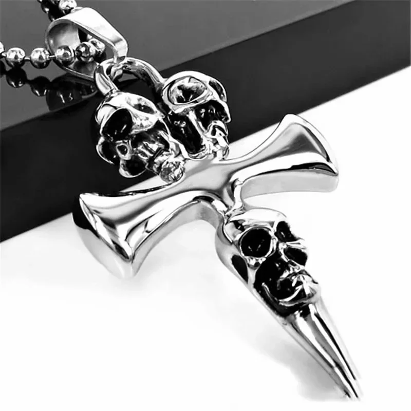 Hot Sale New Punk Fashion Skull Cross Pendant Necklace Ladies Men BFF Gift Belt Stainless Steel Chain Wholesale
Hot Sale New Punk Fashion Skull Cross Pendant Necklace Ladies Men BFF Gift Belt Stainless Steel Chain Wholesale
