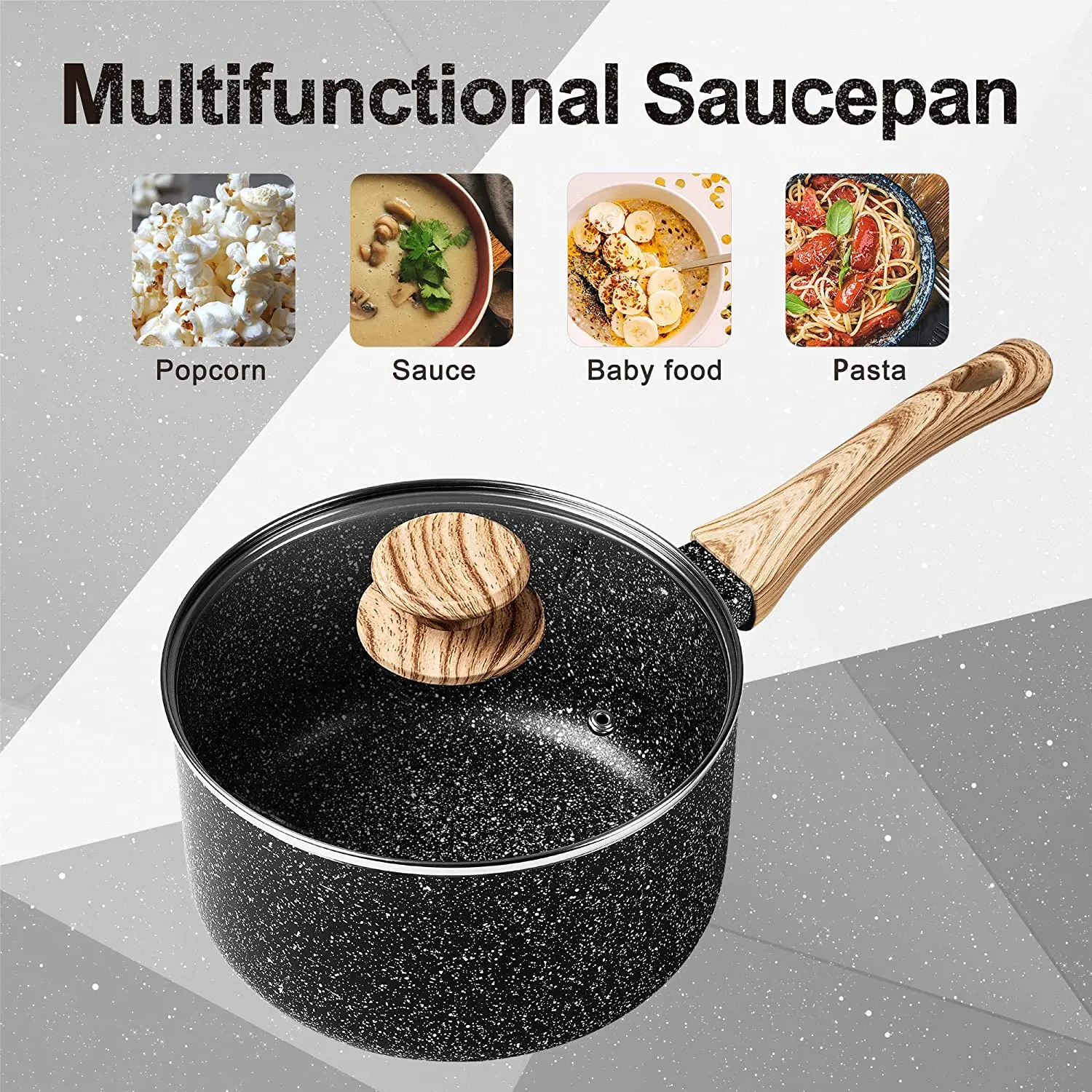 MICHELANGELO Saucepan with Lid,Nonstick Sauce Pan with Lid, Small Pot with Lid, Stone Coating Saucepan,Ergonomic Bakelite Handle
MICHELANGELO Saucepan with Lid,Nonstick Sauce Pan with Lid, Small Pot with Lid, Stone Coating Saucepan,Ergonomic Bakelite Handle
