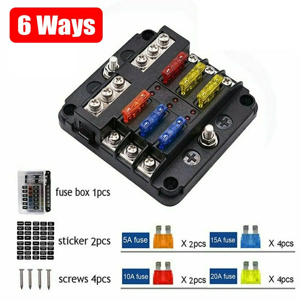 12V/24V with LED Indicator Light for Truck Boat Bus RV Van Plastic Cover Car Accessory Block Fuse Box Blade Fuse Holder
12V/24V with LED Indicator Light for Truck Boat Bus RV Van Plastic Cover Car Accessory Block Fuse Box Blade Fuse Holder