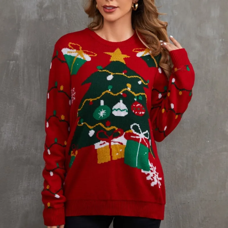 Christmas Sweater Women's Fashion Autumn/Winter Long Sleeve Round Neck Pullover Knit Top
Christmas Sweater Women's Fashion Autumn/Winter Long Sleeve Round Neck Pullover Knit Top