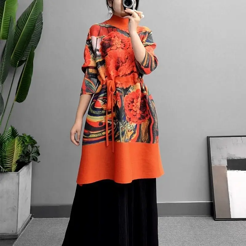 2021 summer and autumn new ethnic style and western style pleated dress lady loose age reduction retro printing mid-length skirt
2021 summer and autumn new ethnic style and western style pleated dress lady loose age reduction retro printing mid-length skirt