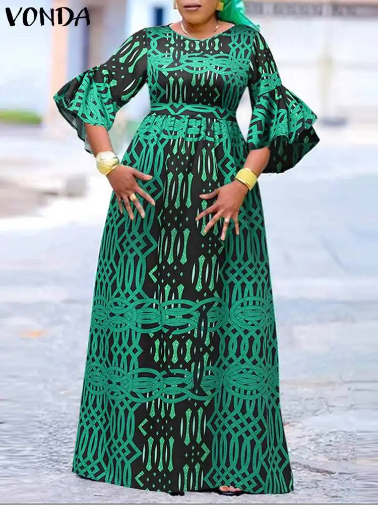 Women Summer Maxi Long Dress 2023 VONDA Vintage Printed Robe Femme Bohemian Fare Sleeve Party Sundress Beach Holiday Vestidos
Women Summer Maxi Long Dress 2023 VONDA Vintage Printed Robe Femme Bohemian Fare Sleeve Party Sundress Beach Holiday Vestidos