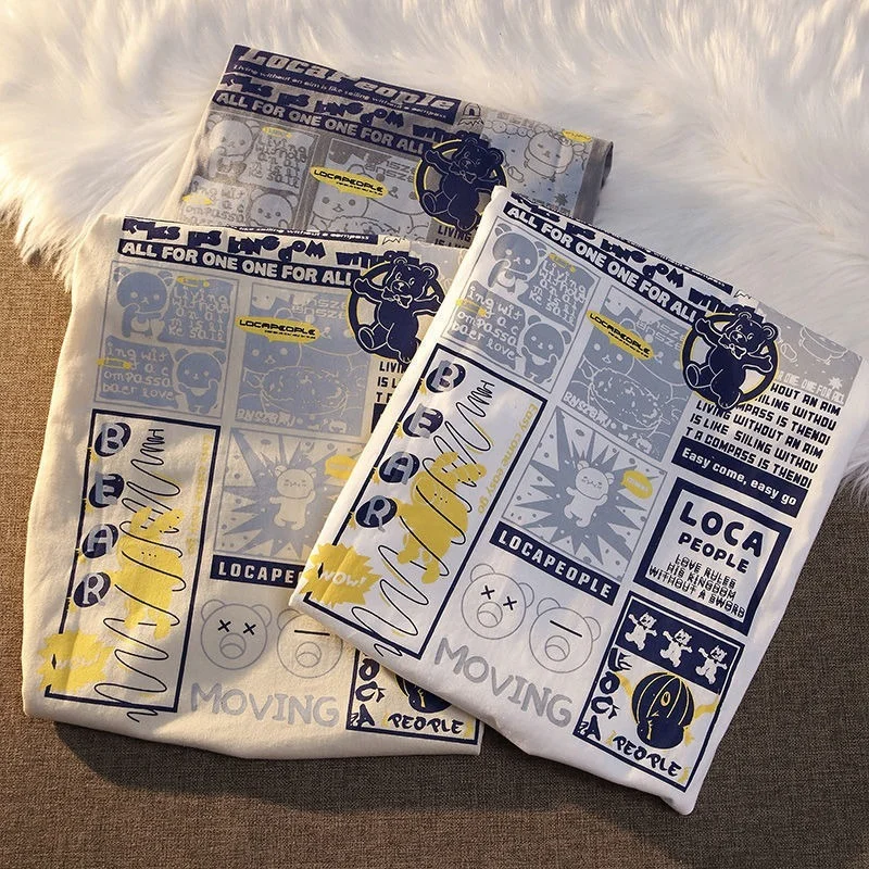 Темно-серая летняя брендовая трендовая футболка с мультяшным графическим рисунком и надписью, хлопковая кавайная одежда, уличная одежда бо...
Темно-серая летняя брендовая трендовая футболка с мультяшным графическим рисунком и надписью, хлопковая кавайная одежда, уличная одежда бо...