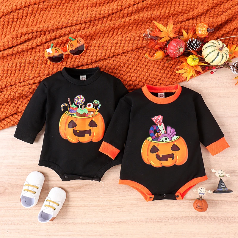 Infant Baby Halloween Sweatshirt Jumpsuit Pumpkin Covered Button Print Round Neck Solid Colors Long Sleeve Romper
Infant Baby Halloween Sweatshirt Jumpsuit Pumpkin Covered Button Print Round Neck Solid Colors Long Sleeve Romper