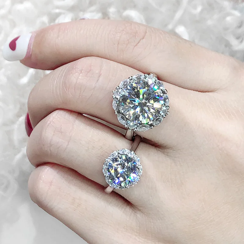 

Большое бриллиантовое бриллиант имитация морсонита 5 карат из высокоуглеродистого бриллианта японское легкое роскошное кольцо