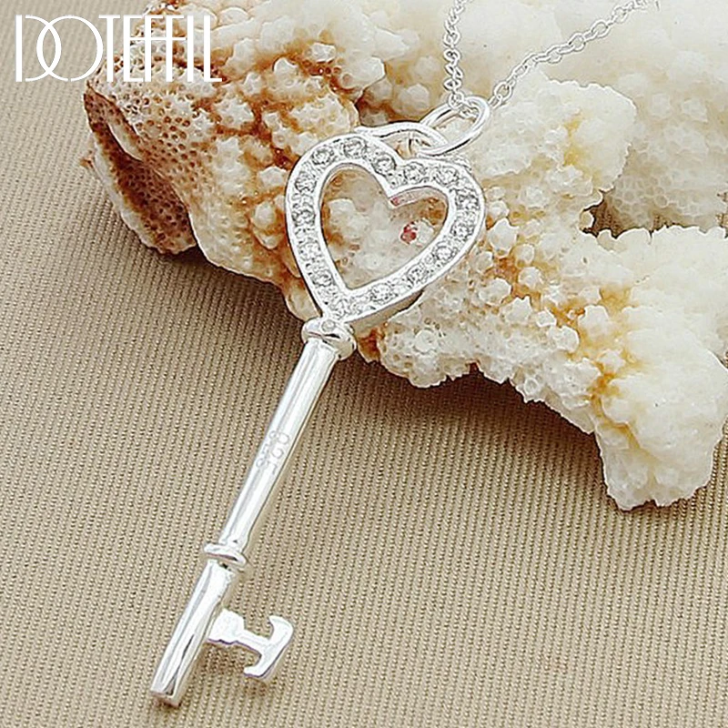 DOTEFFIL 925 Sterling Silver 18-30 Inch Chain AAA Zircon Heart Key Pendant Necklace For Woman Fashion Wedding Engagement Jewelry
DOTEFFIL 925 Sterling Silver 18-30 Inch Chain AAA Zircon Heart Key Pendant Necklace For Woman Fashion Wedding Engagement Jewelry
