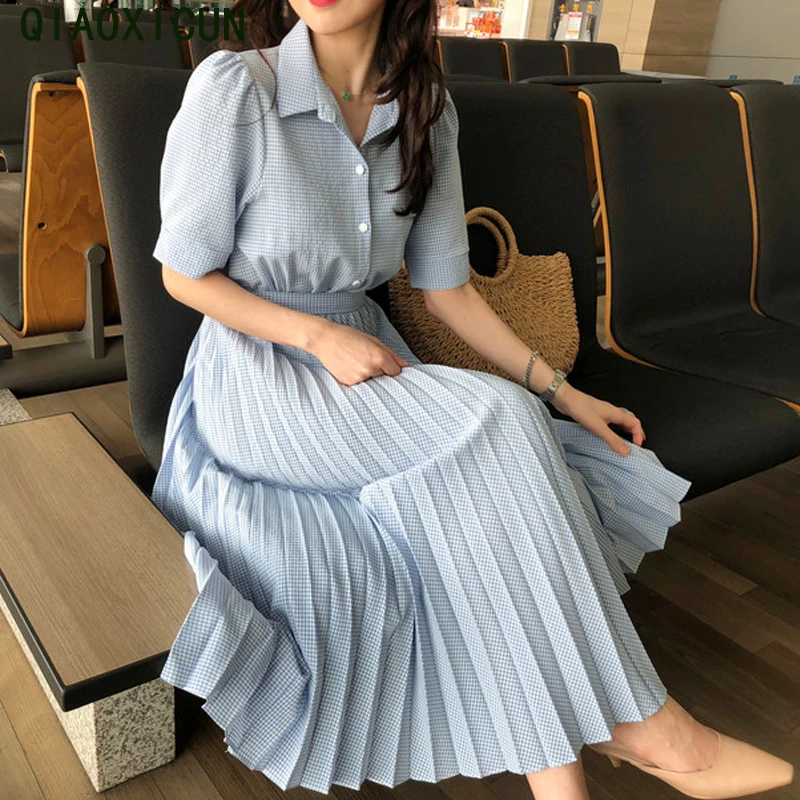 One Piece Korean Chic Woman Dress Summer For 2022 Vintage Check Shirt Dress Elegant Drape Ladies Casual Long Dress Street Dress
One Piece Korean Chic Woman Dress Summer For 2022 Vintage Check Shirt Dress Elegant Drape Ladies Casual Long Dress Street Dress