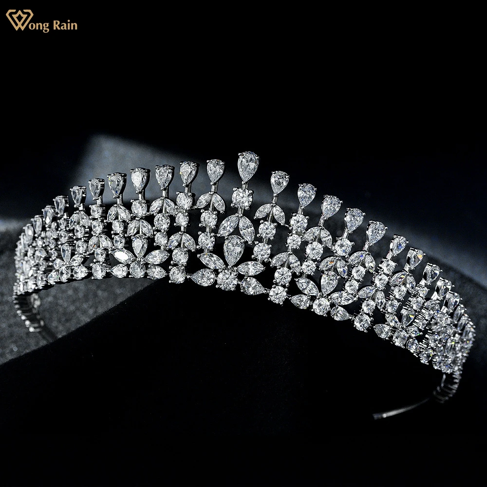 Wong Rain Elegant 100% 925 Sterling Silver Created Moissanite Full Diamond Gemstone Wedding Engagement Crown Hair Fine Jewelry
Wong Rain Elegant 100% 925 Sterling Silver Created Moissanite Full Diamond Gemstone Wedding Engagement Crown Hair Fine Jewelry
