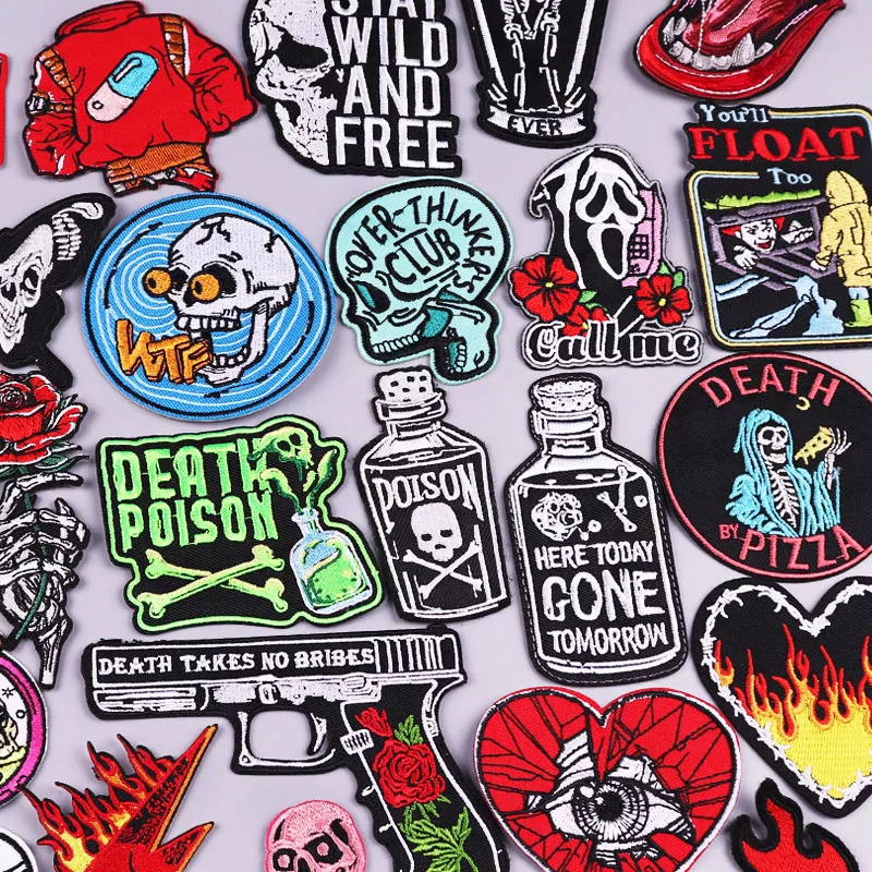 Poison Bottle Embroidery Patches For Clothing Thermoadhesive Patches On Clothes Sticker Punk Skull Iron On Patch Gun Ghost Badge
Poison Bottle Embroidery Patches For Clothing Thermoadhesive Patches On Clothes Sticker Punk Skull Iron On Patch Gun Ghost Badge