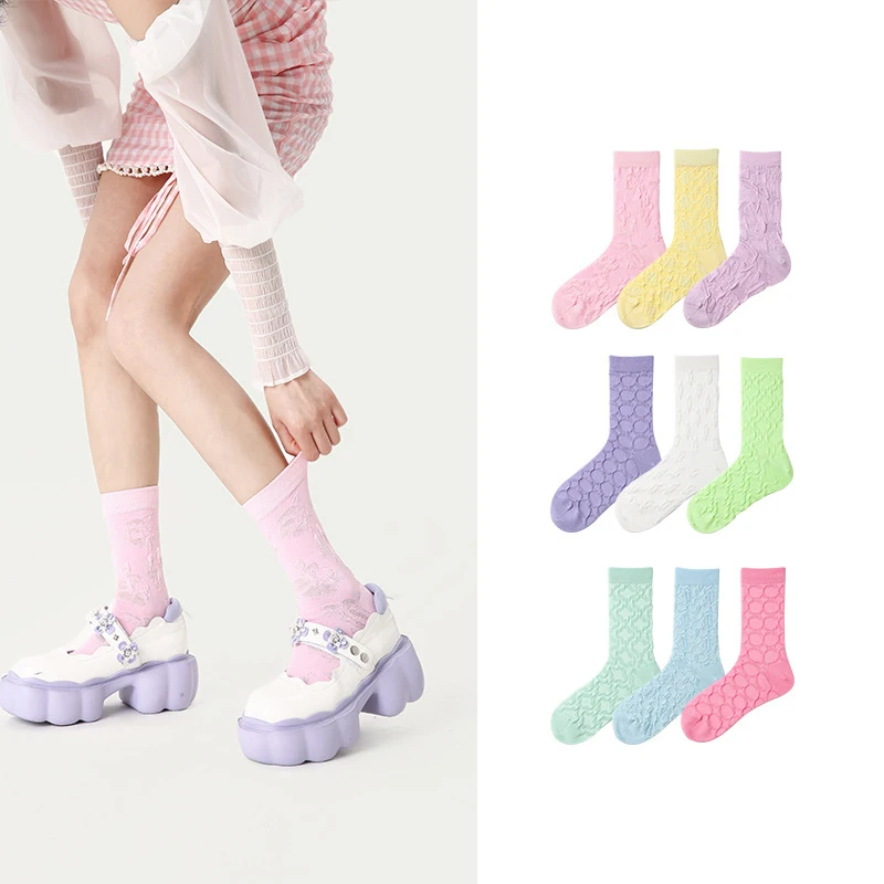 3 Pair Women Socks Cartoon Japanese Korean Style Middle Tube Socks Solid Trendy Breathable Daily Socks For High School Girls
3 Pair Women Socks Cartoon Japanese Korean Style Middle Tube Socks Solid Trendy Breathable Daily Socks For High School Girls