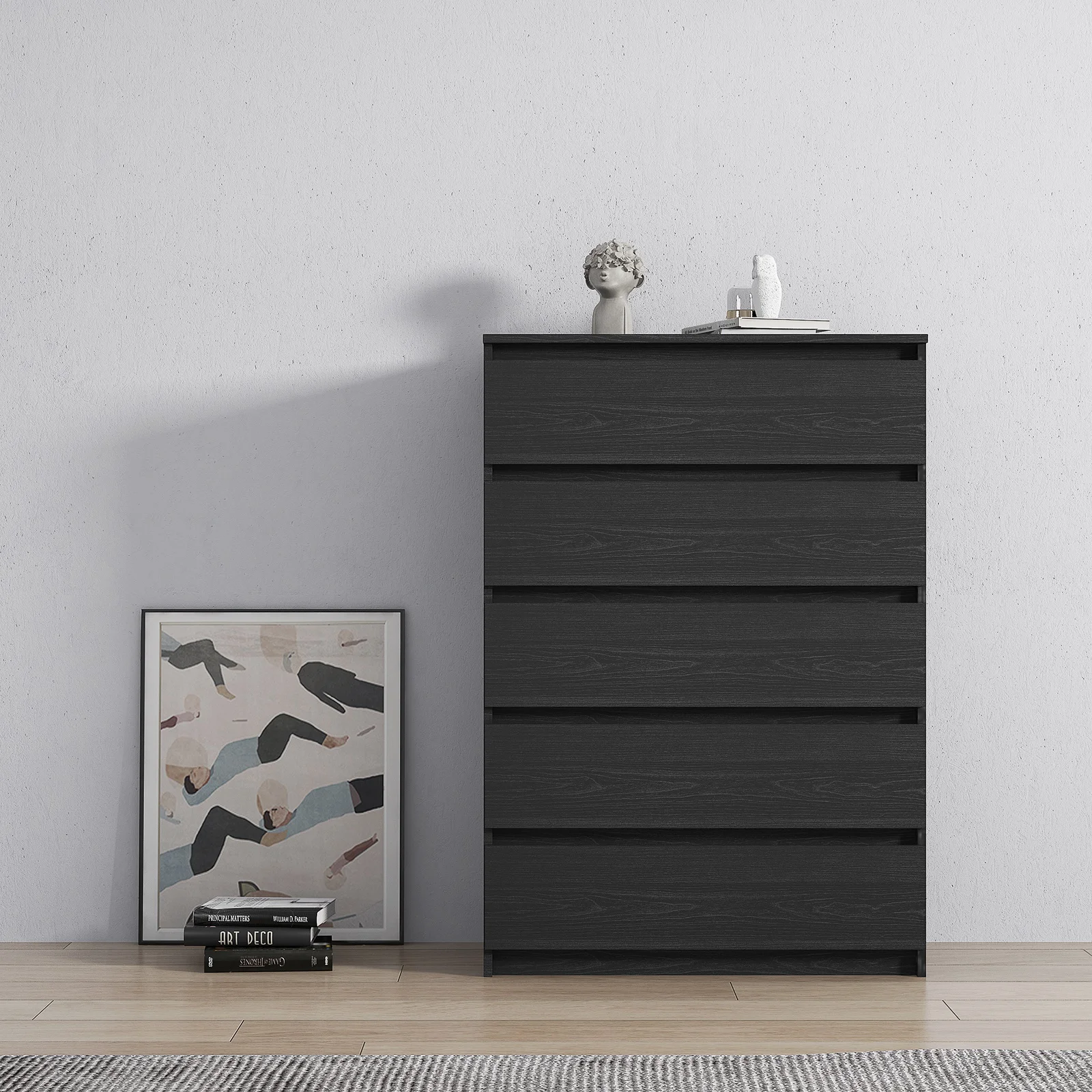 5-drawer Dresser on Metal Slides Night Stands in Black Woodgrainvisit the Home Square Store 27.93" W x16.53" Dx43.9" H
5-drawer Dresser on Metal Slides Night Stands in Black Woodgrainvisit the Home Square Store 27.93" W x16.53" Dx43.9" H