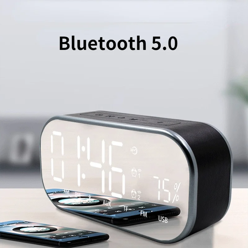 AWIND Mirror dual alarm clock hands-free call wireless Bluetooth speaker voice broadcast supports USB flash disk memory card by6
AWIND Mirror dual alarm clock hands-free call wireless Bluetooth speaker voice broadcast supports USB flash disk memory card by6