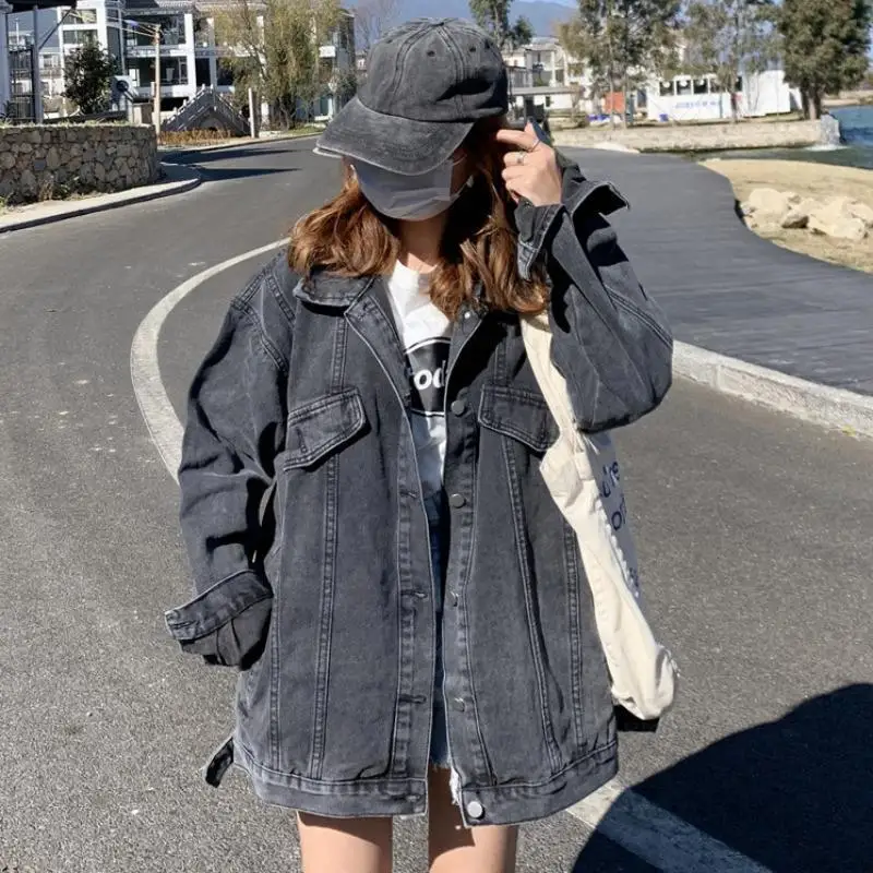 Loose Jackets Women Vintage Simple Autumn Winter Chic Denim Korean Preppy Style Girls Jacket Short Coat Lapel Ladies Outwear
Loose Jackets Women Vintage Simple Autumn Winter Chic Denim Korean Preppy Style Girls Jacket Short Coat Lapel Ladies Outwear