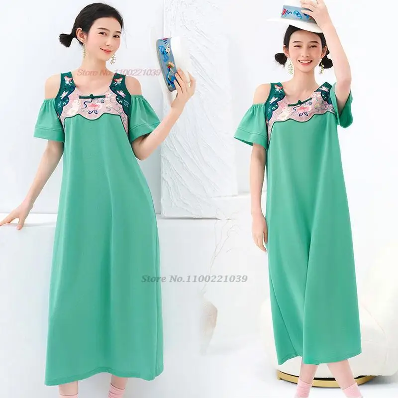 

2023 Восточное винтажное платье, традиционное китайское платье, женское национальное платье ханьфу с цветочной вышивкой, длинное платье в восточном стиле