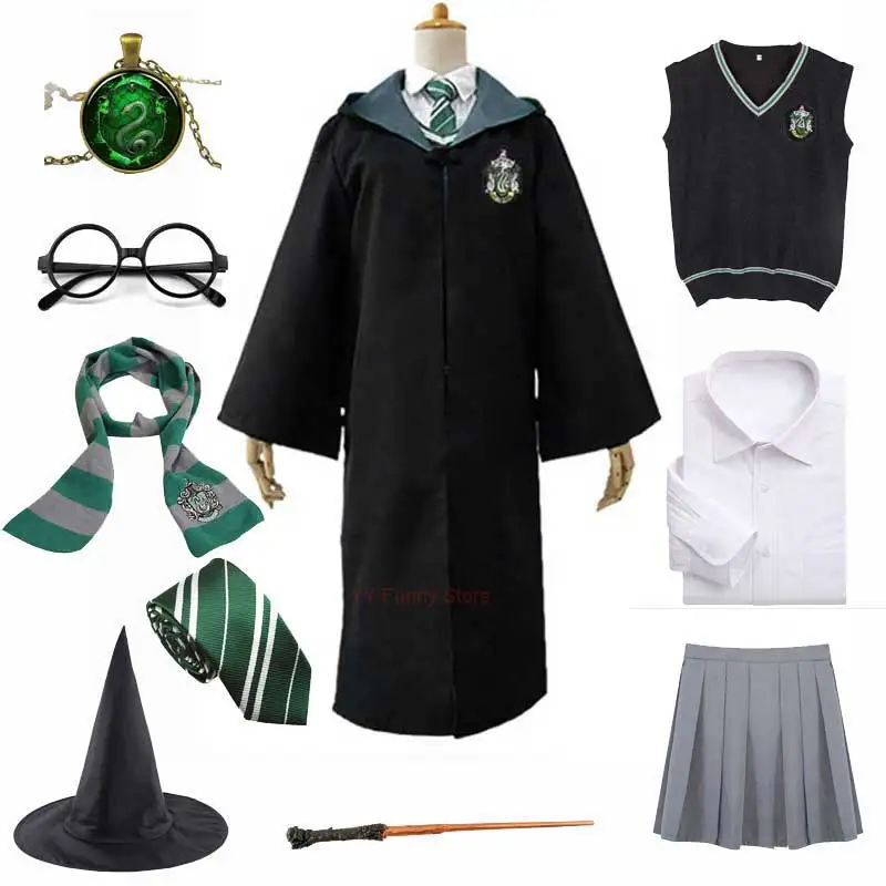 Kids Adult Slytherin Ravenclaw Costume Wizard Witch Robe Cloak For Halloween Sweater Tie Wand Granger Cosplay Costume
Kids Adult Slytherin Ravenclaw Costume Wizard Witch Robe Cloak For Halloween Sweater Tie Wand Granger Cosplay Costume