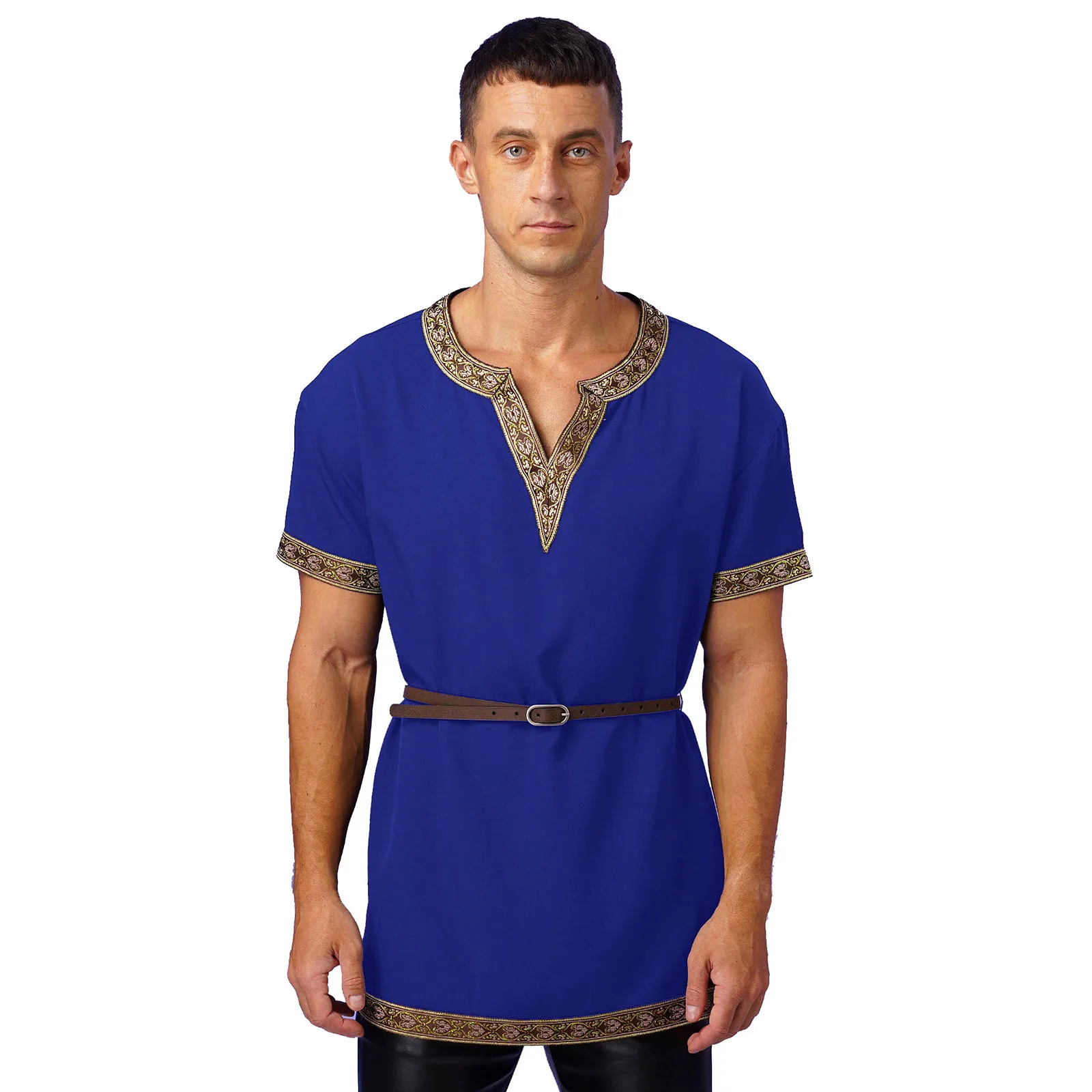 Mens Vintage Cosplay Medieval Top Classic Renaissance Shirt Top Viking Tunic Short Sleeve Retro Pattern Trims Robe with Belt
Mens Vintage Cosplay Medieval Top Classic Renaissance Shirt Top Viking Tunic Short Sleeve Retro Pattern Trims Robe with Belt