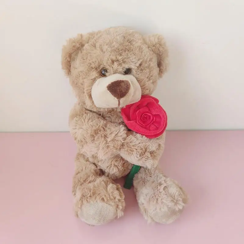 

Милый плюшевый мишка тедди с розой, 30 см, мягкая игрушка, кукла-Зверюшка «Я тебя люблю» для подруги, подарок на день Святого Валентина, романт...