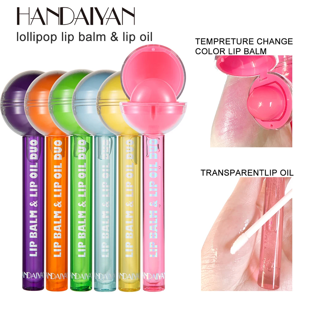 2 in 1 Cute Lollipop Lip Balm Lip gloss Moisturizer Candy Magice Lip gloss Lipstick Waterproof Long Lasting Lip Tint Cosmetics
2 in 1 Cute Lollipop Lip Balm Lip gloss Moisturizer Candy Magice Lip gloss Lipstick Waterproof Long Lasting Lip Tint Cosmetics