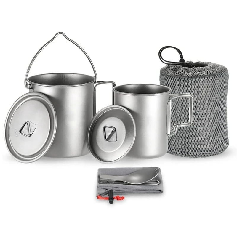 Outdoor Camping Titanium Cup 750Ml Pot + 450Ml Mug + Lightweight Spoon,Titanium Cup Foldable Handle With Lids
Outdoor Camping Titanium Cup 750Ml Pot + 450Ml Mug + Lightweight Spoon,Titanium Cup Foldable Handle With Lids