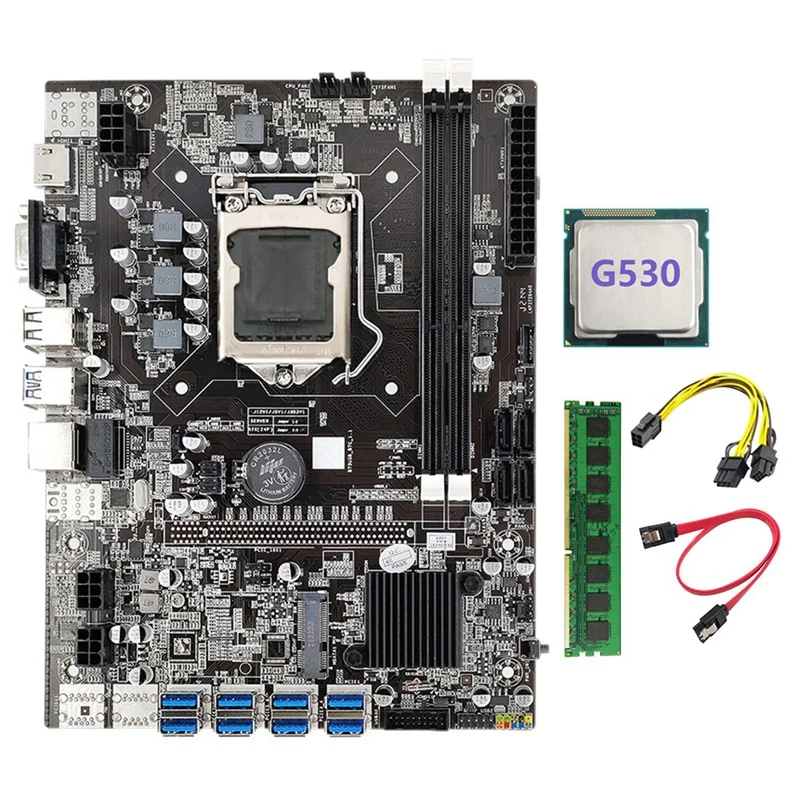 HOT-B75 BTC Mining Motherboard+G530CPU+6Pin to Dual 8Pin Cable+DDR3 8GB 1600Mhz RAM LGA1155 8XPCIE to USB B75 USB ETH Miner
HOT-B75 BTC Mining Motherboard+G530CPU+6Pin to Dual 8Pin Cable+DDR3 8GB 1600Mhz RAM LGA1155 8XPCIE to USB B75 USB ETH Miner