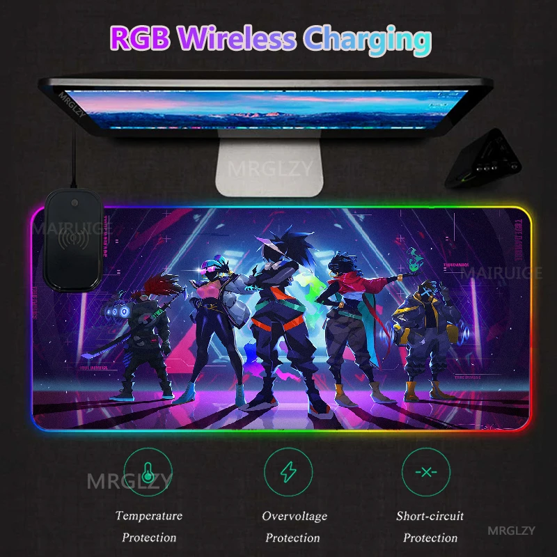 

RGB Wireless Charging LED Arcane Mouse Pad Ekko Game Accessories Charger Mat Gaming MousePad Typec League of Legends Carpet Rug