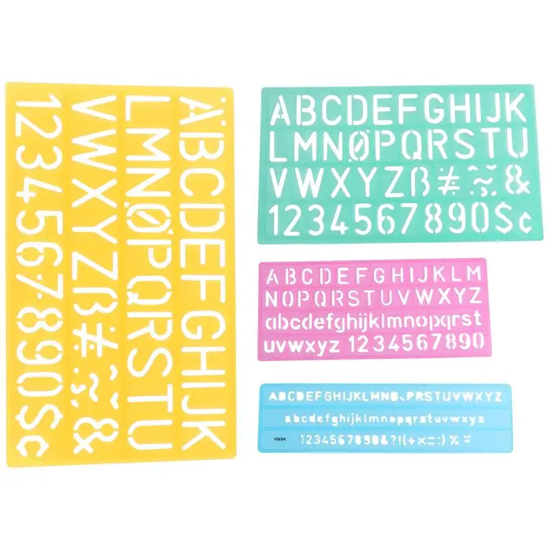 4pcs Graffiti Rulers Alphabetic Templates Numbers Alphabetic Symbols Hollow Children Learn Drawing Rulers (Random Color)
4pcs Graffiti Rulers Alphabetic Templates Numbers Alphabetic Symbols Hollow Children Learn Drawing Rulers (Random Color)
