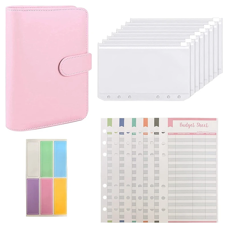 A6 Binder Cash Envelopes for Budgeting, PU Leather 6-Ring Budget Binder with Zipper Envelopes, Budget Sheets
A6 Binder Cash Envelopes for Budgeting, PU Leather 6-Ring Budget Binder with Zipper Envelopes, Budget Sheets