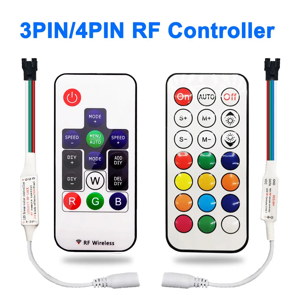 DC5-24V MINI RF Controller 3PIN WS2812 WS2811 4PIN WS2813 WS2815 LED Strip Lights 14/21Keys Wireless Remote 350+ Dream Effect
DC5-24V MINI RF Controller 3PIN WS2812 WS2811 4PIN WS2813 WS2815 LED Strip Lights 14/21Keys Wireless Remote 350+ Dream Effect