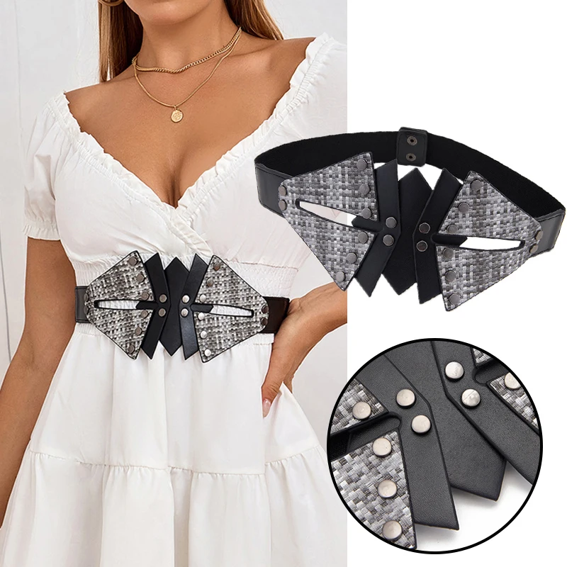 

Dress Skirt Coat Decorative Waistband Elastic Wide Corset Belt Slimming Body Cummerbund Girdle Women Belt Irregular Black DIY