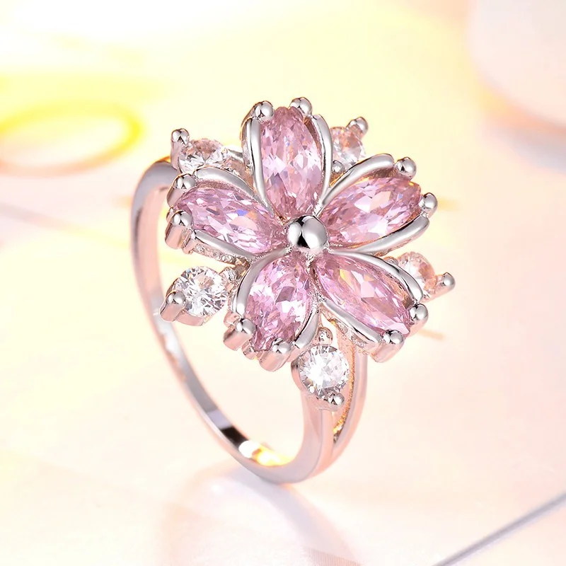 Фото Новые Элегантные Модные Помолвочные кольца с принцессой сакуры свадебные