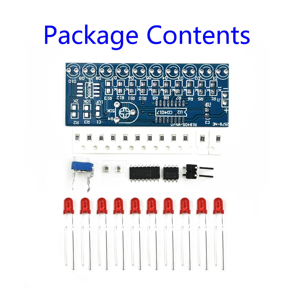 2.5-14 .5V Running Water Lamp Kit NE555 CD4017 Chaser Flowing Water Red Light LED DIY Kit Soldering Practice Set(blue)
2.5-14 .5V Running Water Lamp Kit NE555 CD4017 Chaser Flowing Water Red Light LED DIY Kit Soldering Practice Set(blue)