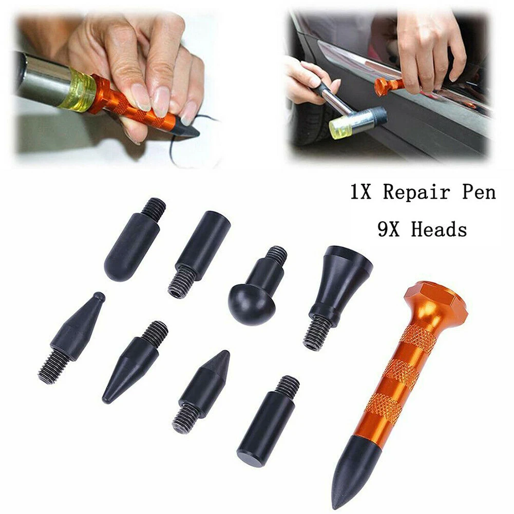 Car Body Repair KnockDown Pen With 9 Pen Heads Rubber Paintless PDRs Tools Dent Removal Tap Down Pens Hand Repair Tool
Car Body Repair KnockDown Pen With 9 Pen Heads Rubber Paintless PDRs Tools Dent Removal Tap Down Pens Hand Repair Tool