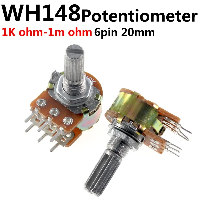 10pcs WH148 B1K B2K B5K B10K B20K B50K B100K B500K 6Pin 20mm Amplifier Dual Stereo Potentiometer 1K 2K 5K 10K 50K 100K 500K
10pcs WH148 B1K B2K B5K B10K B20K B50K B100K B500K 6Pin 20mm Amplifier Dual Stereo Potentiometer 1K 2K 5K 10K 50K 100K 500K