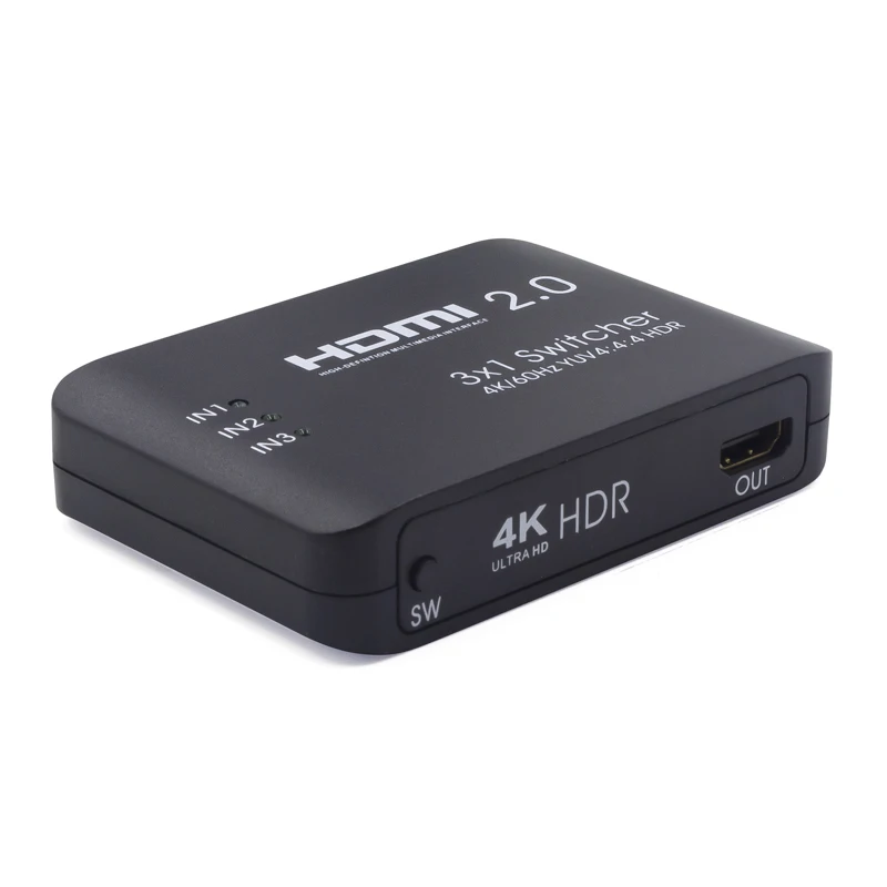 HDMI Switch 4K@60Hz 3 in 1 out HDMI2.0 Splitter Switcher Support 4K Full HD with IR Remote HDMI Switcher 3x1 for Laptop Computer
HDMI Switch 4K@60Hz 3 in 1 out HDMI2.0 Splitter Switcher Support 4K Full HD with IR Remote HDMI Switcher 3x1 for Laptop Computer