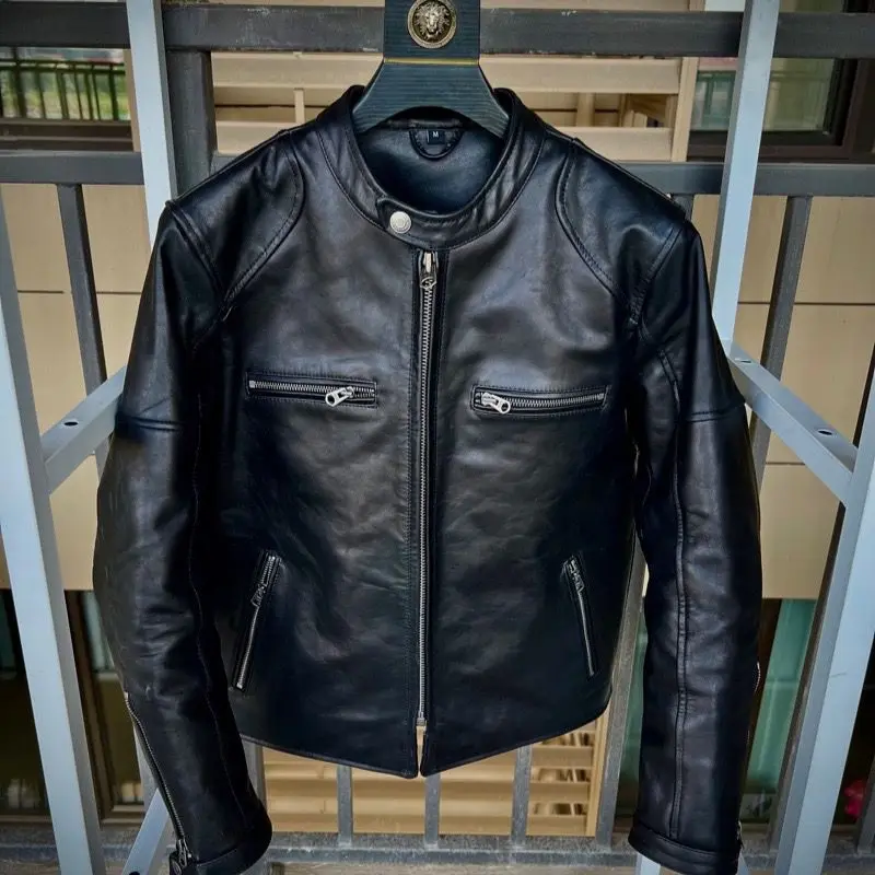 Motorcycle Style Black Spring Leather Jacket Men Stand Collar Plus Size 4XL Natural Horsehide Slim Fit Biker Coat
Motorcycle Style Black Spring Leather Jacket Men Stand Collar Plus Size 4XL Natural Horsehide Slim Fit Biker Coat