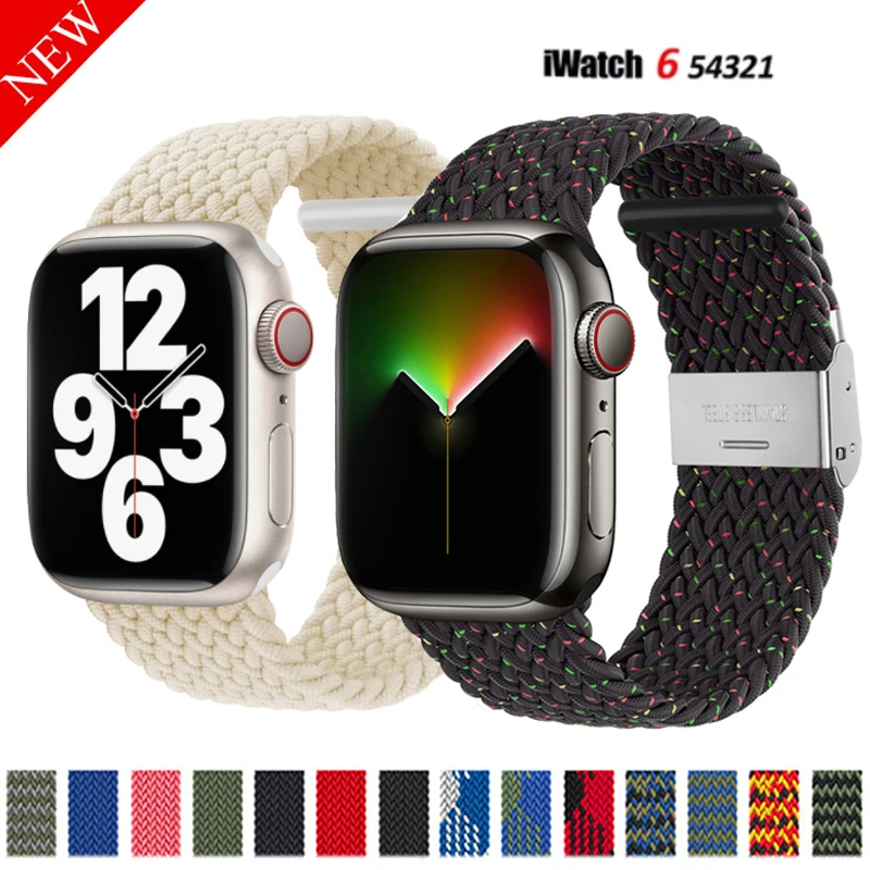 Ремешок нейлоновый для Apple Watch Band 44 мм 42 38 40 эластичный соло-браслет IWatch 6/SE/5/4/3