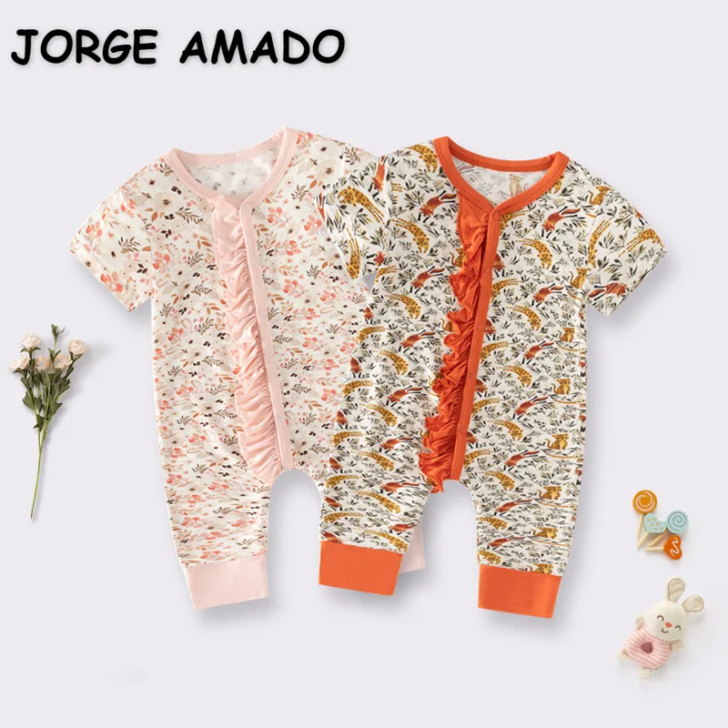 Summer Baby Girl Thin Rompers Retro Print Single Breasted Short Sleeve Jumpsuit Newborn Soft Breathable Crawling Clothes E7003 
Summer Baby Girl Thin Rompers Retro Print Single Breasted Short Sleeve Jumpsuit Newborn Soft Breathable Crawling Clothes E7003