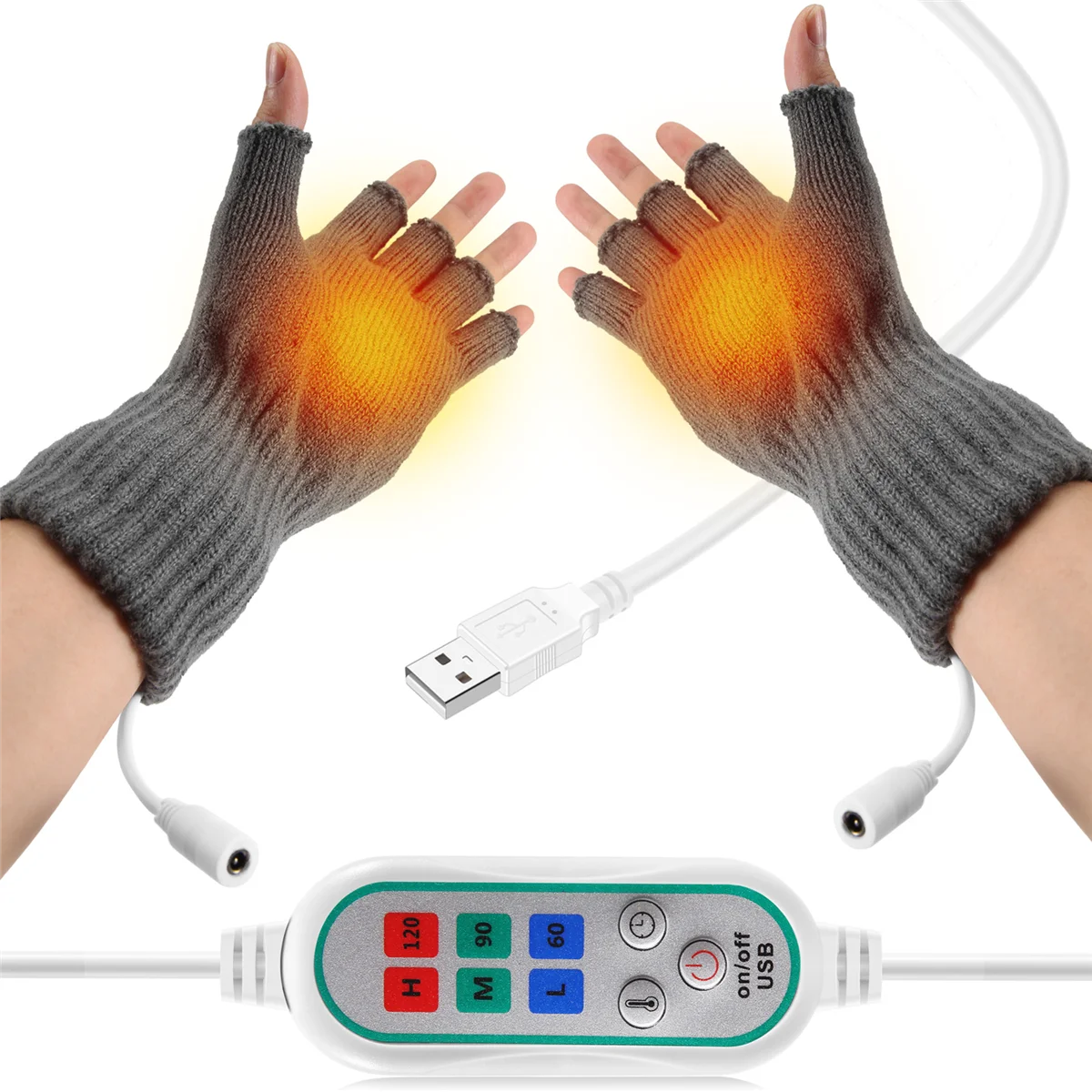USB Electric Heated Gloves 2-Side Heating Convertible Fingerless Glove Mittens Adjustable Cycling Skiing Gloves Grey
USB Electric Heated Gloves 2-Side Heating Convertible Fingerless Glove Mittens Adjustable Cycling Skiing Gloves Grey