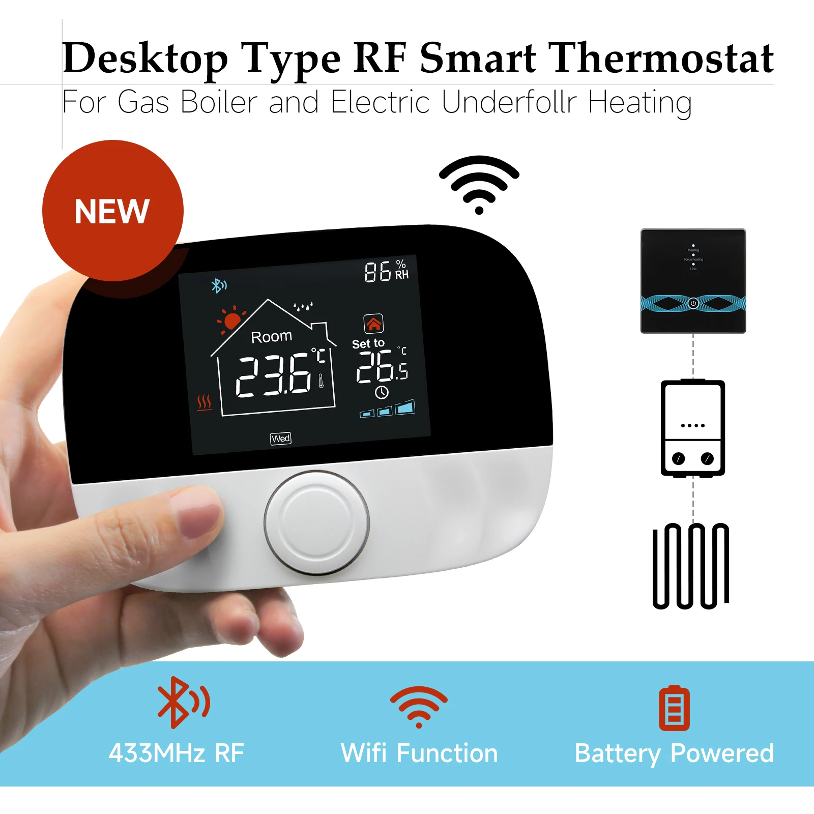 Tuya Smart Home Wifi Wireless Room Thermostat Battery For Gas Boiler Water Heating Temperature Controller Google Home Alexa
Tuya Smart Home Wifi Wireless Room Thermostat Battery For Gas Boiler Water Heating Temperature Controller Google Home Alexa